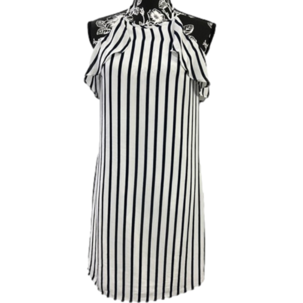 J.Crew Blue White Striped Halter Shift Dress XS Sleeveless Lined - Picture 4 of 10